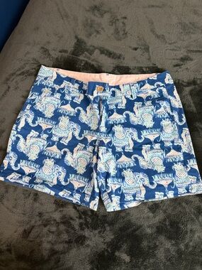 Lilly Pulitzer Navy Blue Elephant Print Shorts Jayne short 7 inch